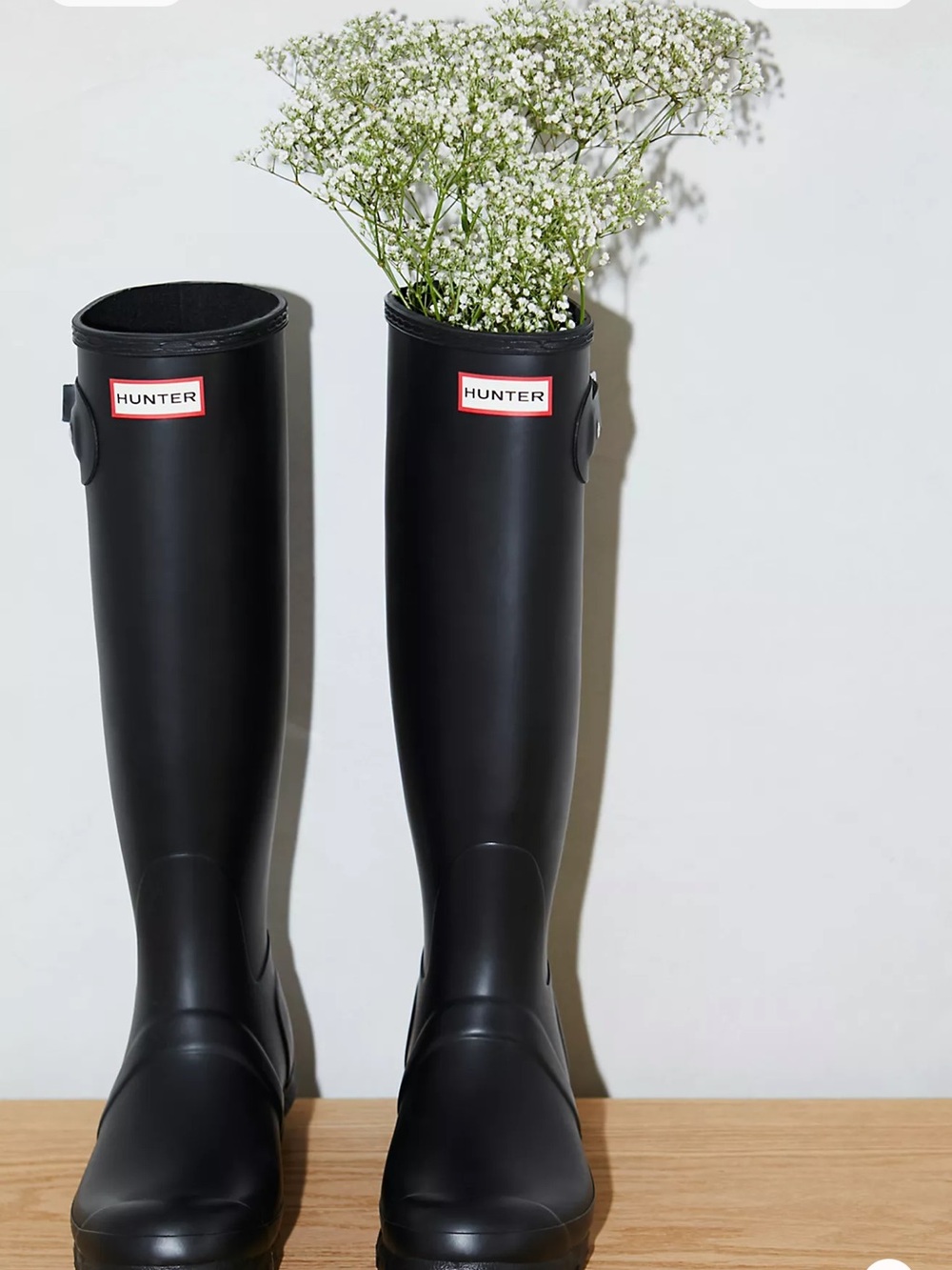 Hunter Matte Black Knee-High Rain Boots with Logo